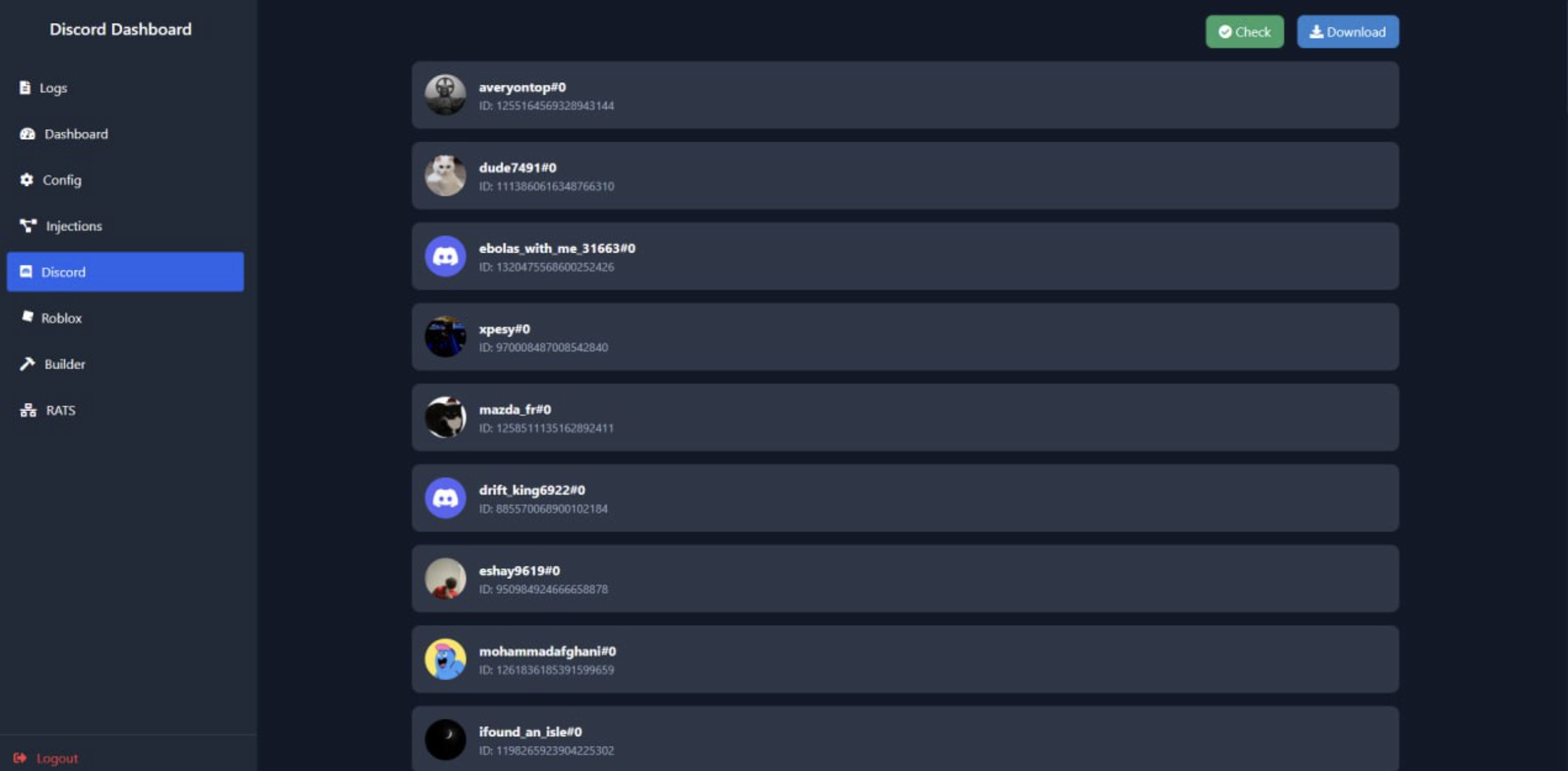 Discord targeting settings