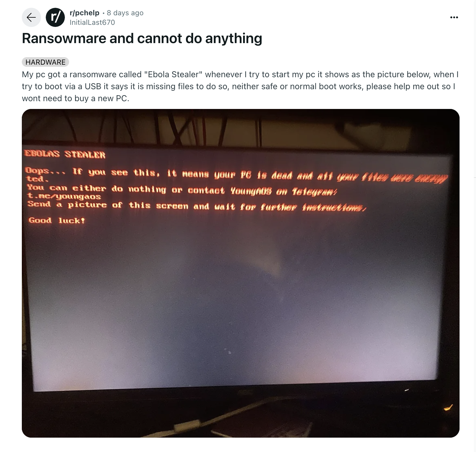 Ebolas ransomware note